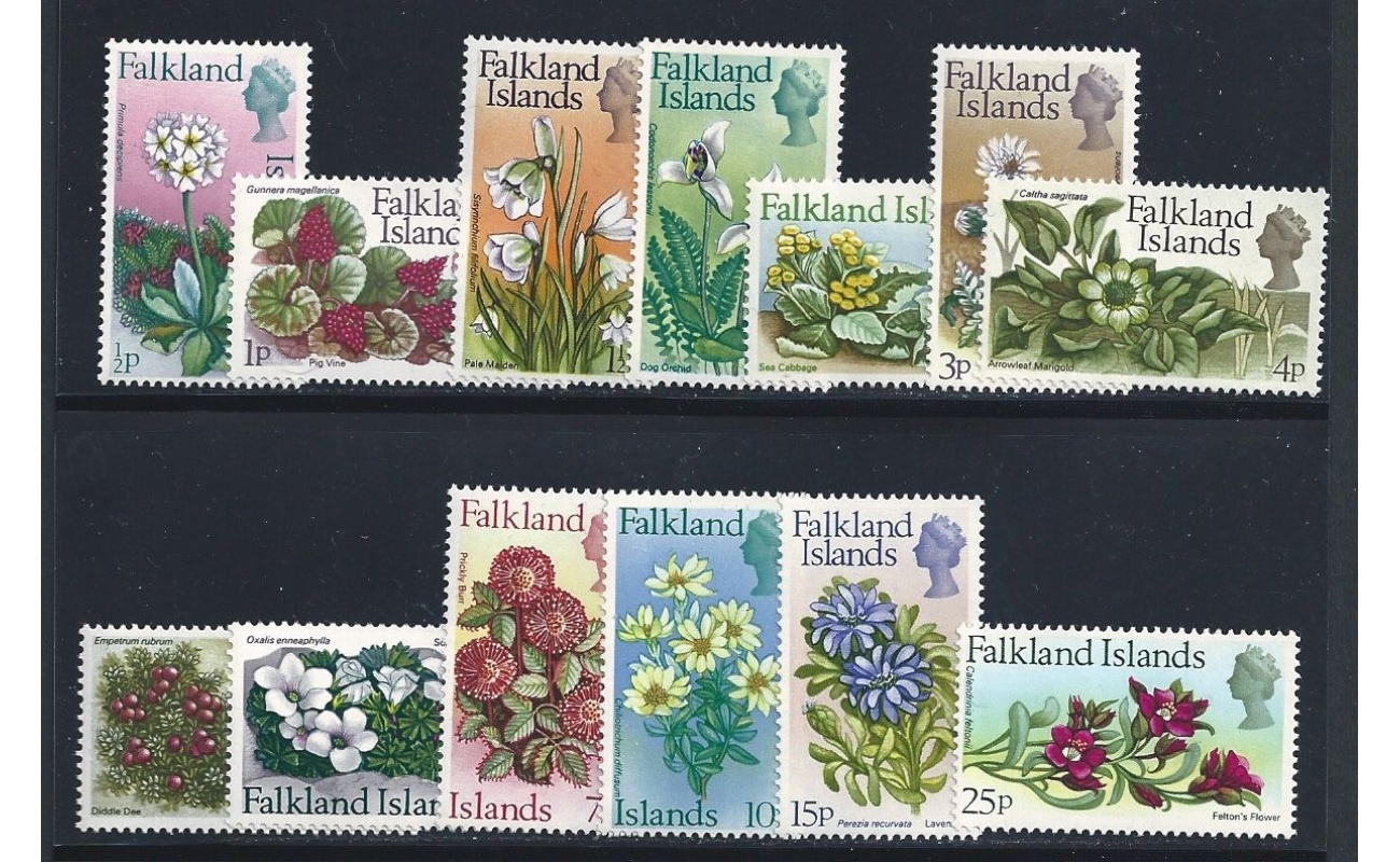 1972 FALKLAND ISLANDS - Yvert n. 204-216 - Fiori - 13 valori  MNH**