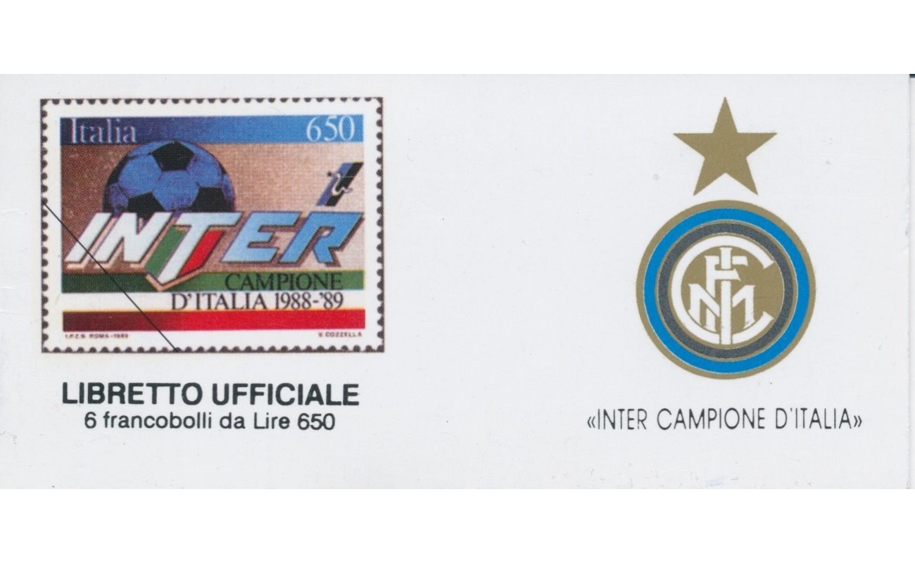 1989 Italia - Repubblica , Libretto Ricordo Inter Campione d'Italia MNH**