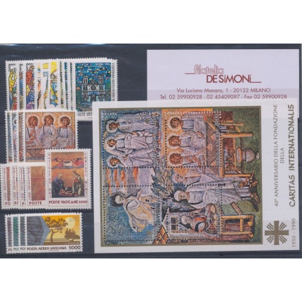 1990 Vaticano , Francobolli nuovi ,  Annata Completa 23 valori + 1 Foglietto - MNH **