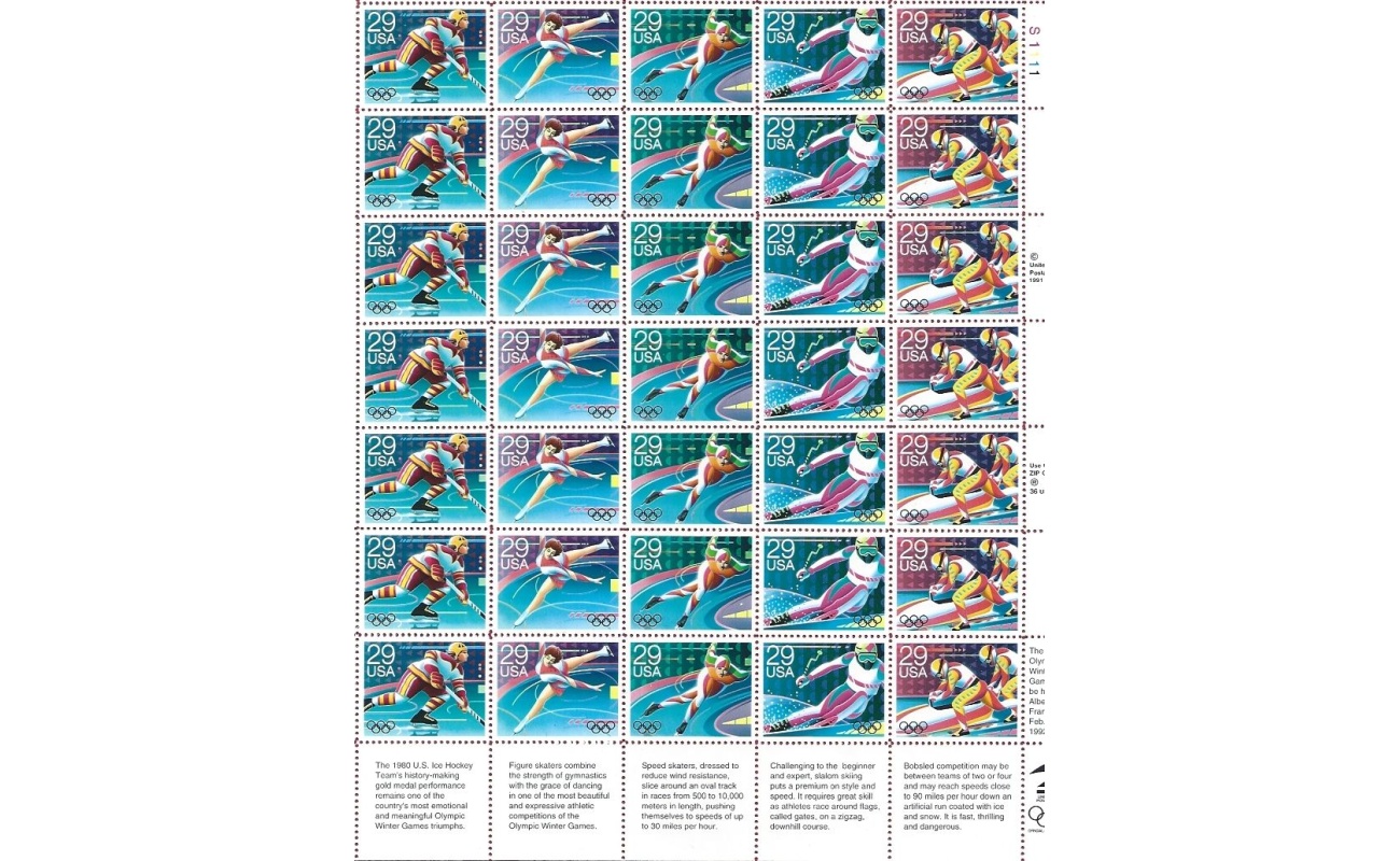 1992 Stati Uniti , Albertville 92 n. 2317-2321 Foglio di 35 valori MNH **