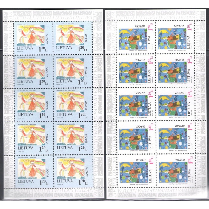 1997 EUROPA CEPT Lituania/Lietuva 2 Minifogli di 10 valori MNH**