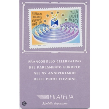 1999 Italia - Repubblica , Tessera Filatelica Parlamento Europeo 0,41 Euro