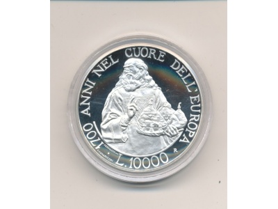 2000 Repubblica di San Marino 10.000 Lire  1700° della Repubblica  FS Argento