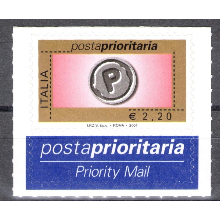 2004 Repubblica Posta Prioritaria 2,20 € rosso oro nero grigio n° 2811 MNH**