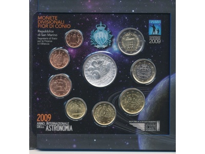 2009 Repubblica San Marino , Monete Divisionali FDC Anno Internazionale Astronomia
