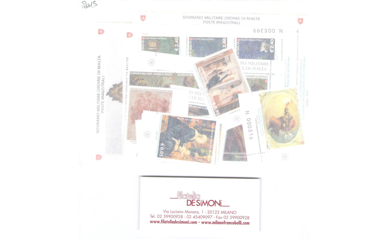 2015  Smom, francobolli nuovi,  Annata completa , 31 valori + 7 Foglietti MNH**