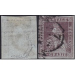 1851-52 TOSCANA, n° 8  9 cr.  USATO Certificato Bolaffi 150% Siglato A.Diena
