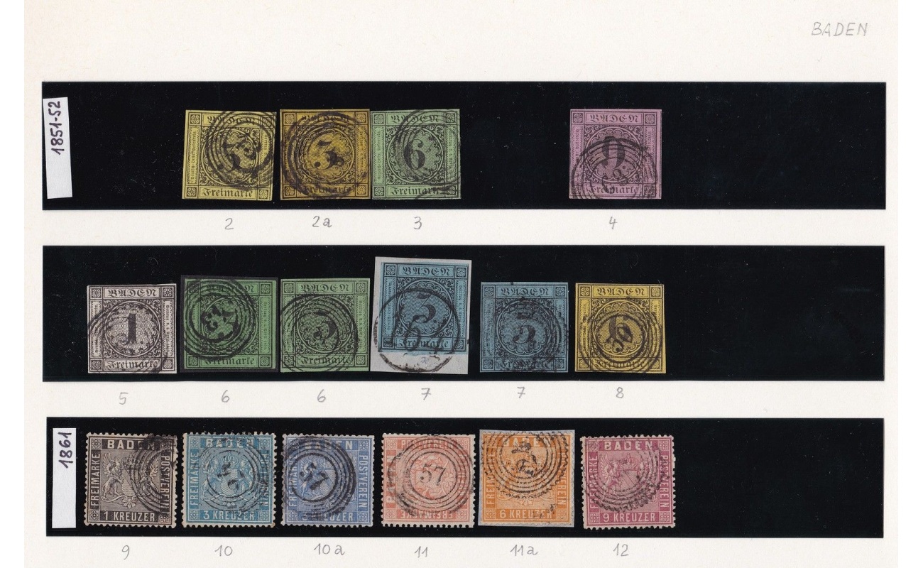 1851-65 BADEN - COLLEZIONE 32 valori USATI  catalogo € 1.730