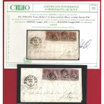 1851 TOSCANA, n° 4f  4 esemplari su lettera Certificato Cilio