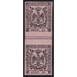 1852 MODENA, n. 2 - 10 cent. rosa  INTERSPAZIO DI GRUPPO NON PIEGATO MNH**