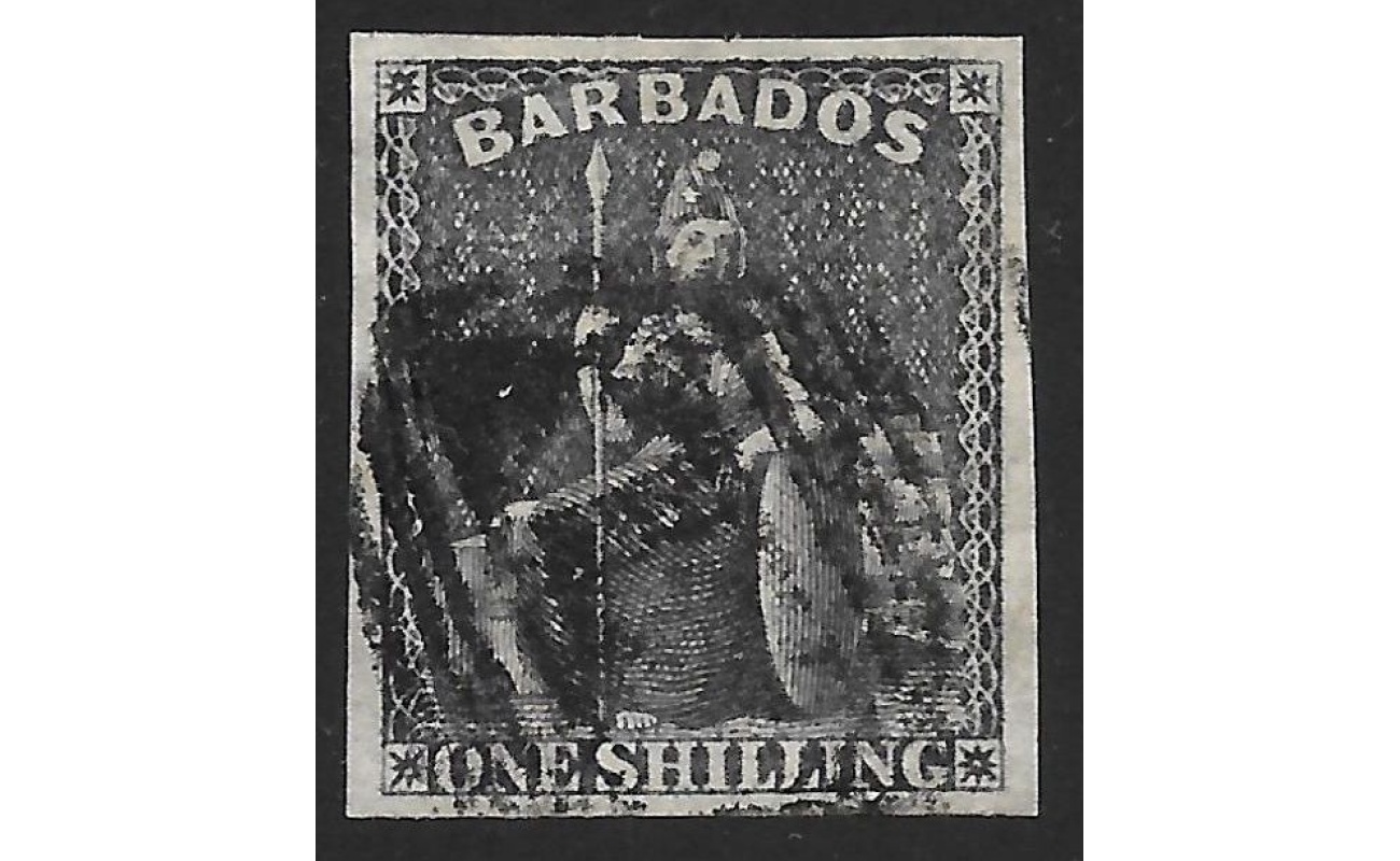 1858 BARBADOS, n. 12a - 1 scellino black USED