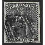 1858 BARBADOS, n. 12a - 1 scellino black USED