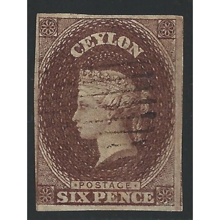 1859 CEYLON - SG n° 6a  6d brown USED