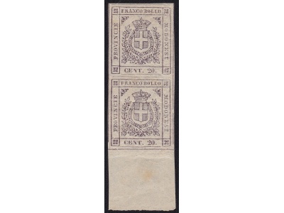 1859 MODENA GOVERNO PROVVISORIO, n° 16b 20 cent. lilla scuro MLH/* Cert. Bolaffi