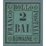 1859 Romagne, Prova del 2 baj (P8) EMESSO SENZA GOMMA Certificato Raybaudi