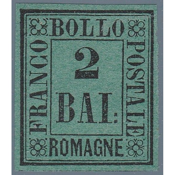 1859 Romagne, Prova del 2 baj (P8) EMESSO SENZA GOMMA Certificato Raybaudi