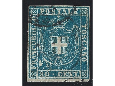 1860 TOSCANA, n° 20 20 cent. azzurro USATO