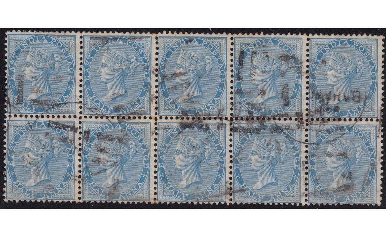 1865 INDIA, SG 76  Die II block of 10 USED