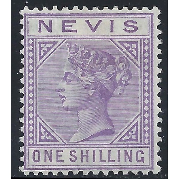 1890 NEVIS - SG n° 34 1 Sh. violetto pallido MLH/*