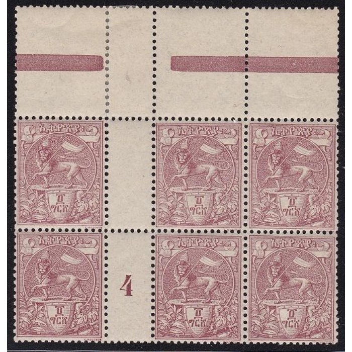 1894 ETIOPIA/ETHIOPIE/ATHIOPIEN - n° 5 block of 6 with gutter pairs  MNH/**