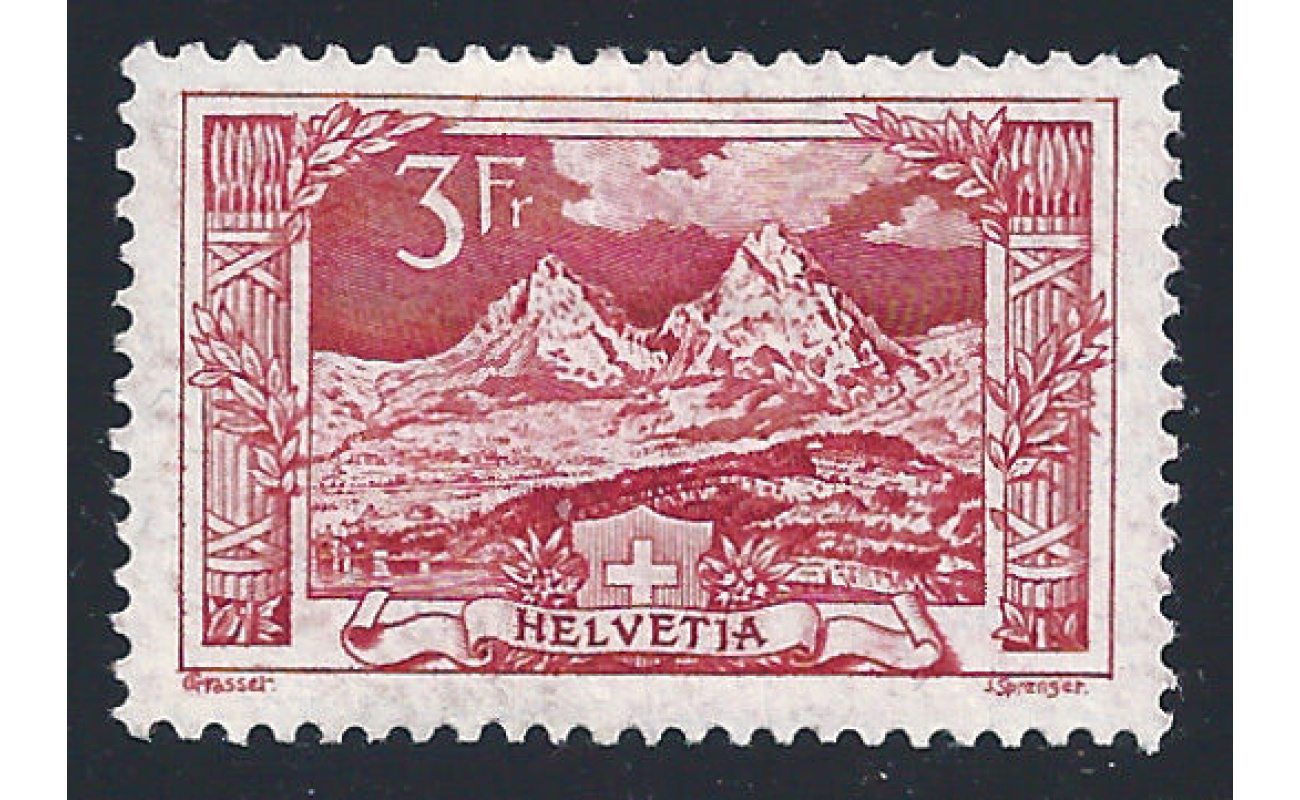 1916-22 SVIZZERA, n° 167 , 3 Franchi Rosso,  VEDUTA ,  MLH * LINGUELLATO