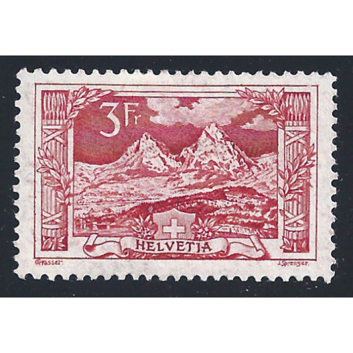 1916-22 SVIZZERA, n° 167 , 3 Franchi Rosso,  VEDUTA ,  MLH * LINGUELLATO
