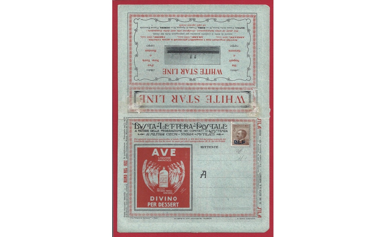 1921 REGNO, BLP n° 4A  40 cent. bruno BUSTA SPECIALE NUOVA Sigla A.Diena