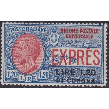 1922 Dalmazia, Soprastampato Lire 1,20 di corona,  Espresso n° 2 , MNH/**