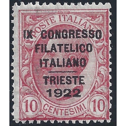 1922 Italia - Regno, n° 123 Congresso Filatelico 10c. MNH ** Cert. Raybaudi