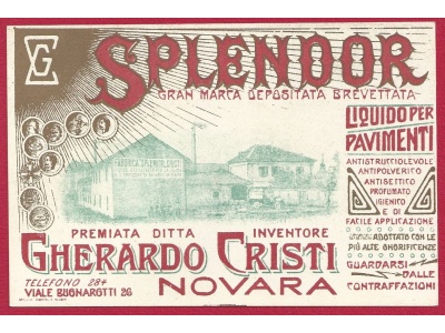 1923 Cartolina Pubblicitaria - Splendor liquido per pavimenti, nuova