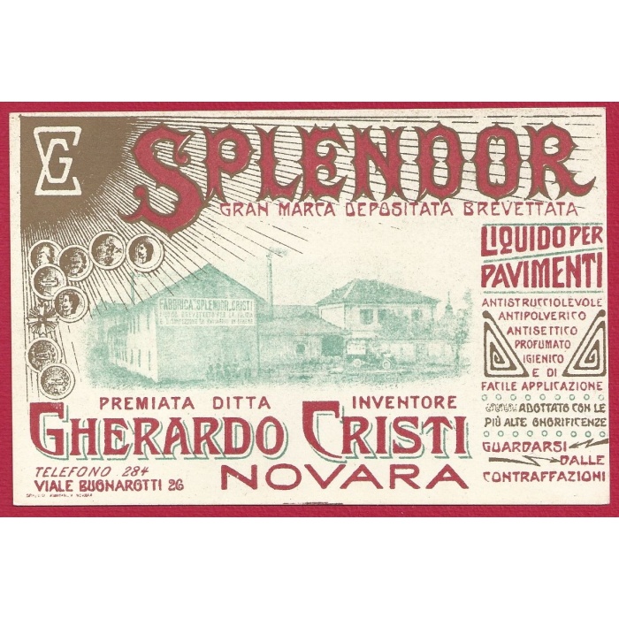 1923 Cartolina Pubblicitaria - Splendor liquido per pavimenti, nuova