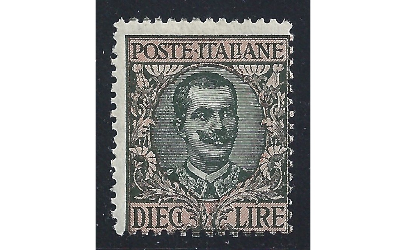 1924 Italia - Regno  - n° 91 , Floreale , 10 lire oliva e rosa ,  MNH**