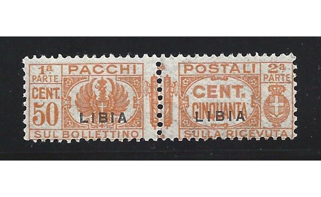 1931 LIBIA, Pacchi Postali , n° 25 , 50c. arancio , MNH** , Firma E.Diena