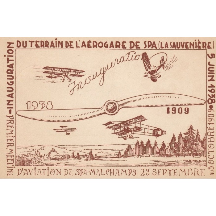1938 BELGIO ,  Giornata dell'Aviazione a Spa - Primo Volo Spa-Bruxelles