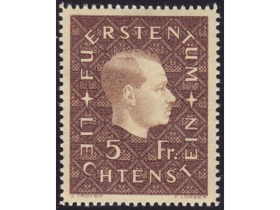 1939 Liechtenstein, n° 158  5f. bruno rosso MNH/**