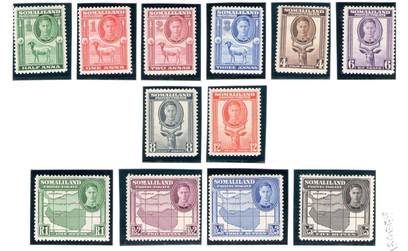 1942 SOMALILAND - Effige Giogio VI° a sinistra  SG 105/116 12 valori MLH*