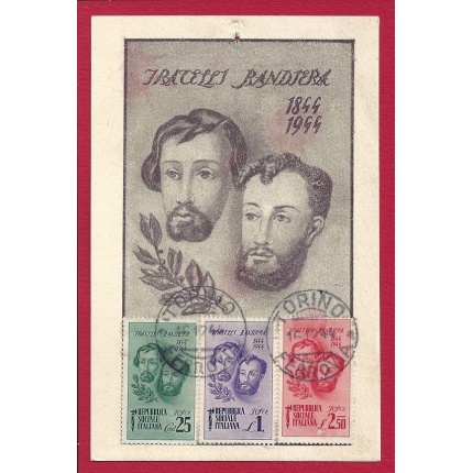 1944 RSI - Fratelli Bandiera n° 512-514 su Cartolina