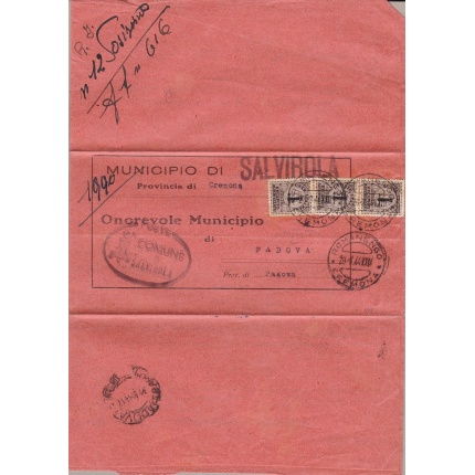 1944 RSI, Manoscritto affrancato con tre esemplari del RA n° 4