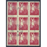 1948 TRIESTE B, Primo Maggio , n° 1/3 , blocco di 9 usato (tre serie)