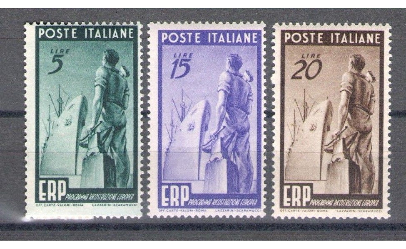 1949 Italia - Repubblica , ERP (Ricostruzione Europa) 3 VAL n° 601/603 MNH**