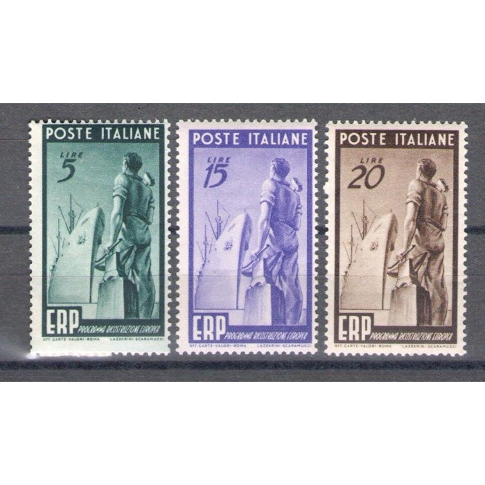1949 Italia - Repubblica , ERP (Ricostruzione Europa) 3 VAL n° 601/603 MNH**