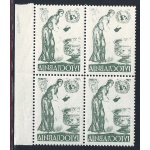 1953 TRIESTE B - n° 82c Nazioni Unite 15 d. verde scuro QUARTINA MNH ** DECALCO