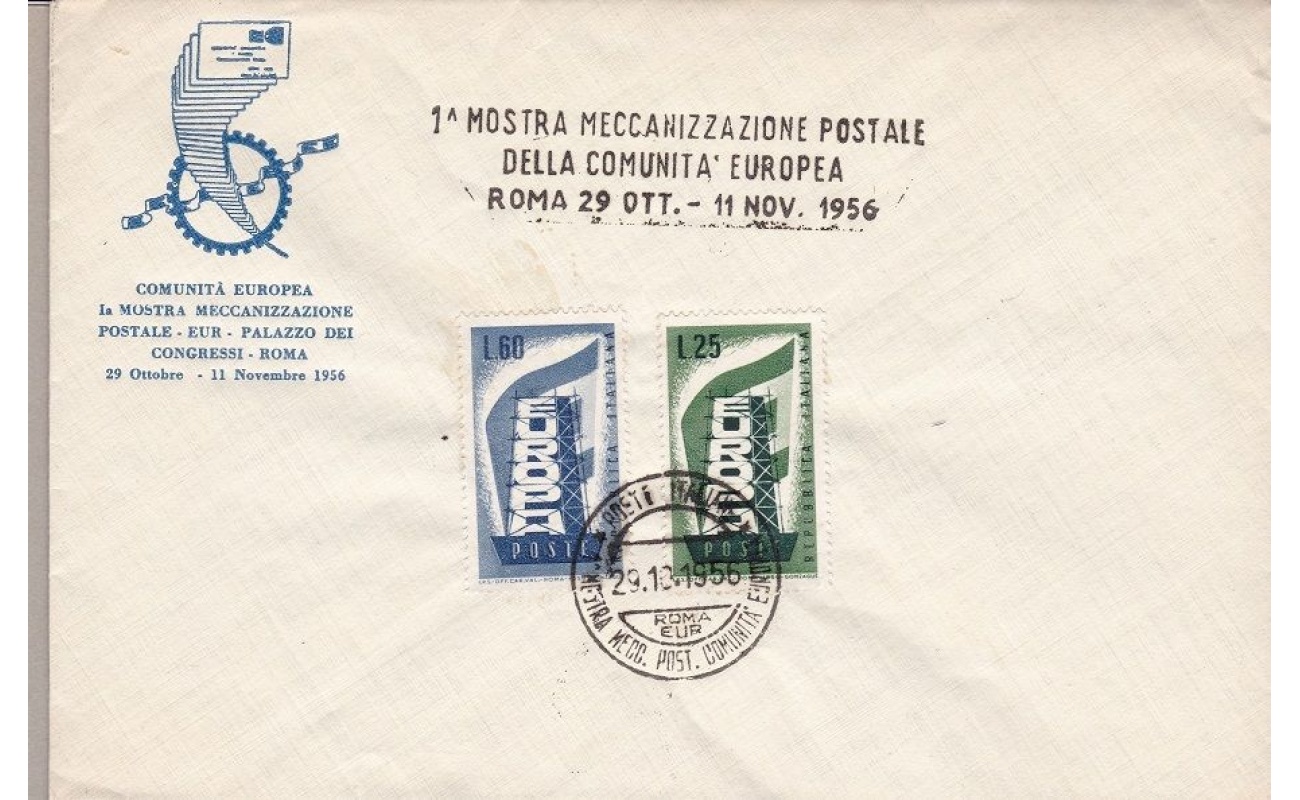 1956 Repubblica di Italia, n° 803/804 su busta NON VIAGGIATA