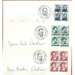 1961 Italia - Michelangiolesca n° 899-917 19 valori in quartina su 19 Buste Primo Giorno di Emissione  NON COMUNE