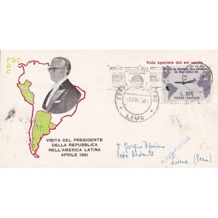 1961 REPUBBLICA -  Aerogramma per Lima con annullo di arrivo VIAGGIATA