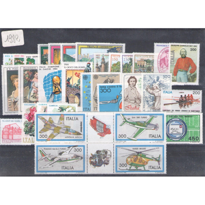 1982 Italia Repubblica , francobolli nuovi, Annata Completa 34 valori MNH**