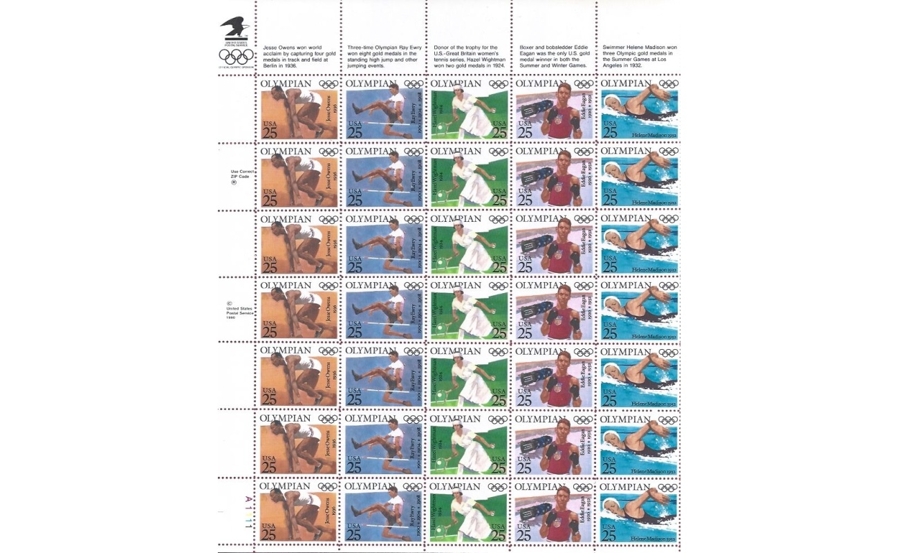 1990 Stati Uniti, Campioni olimpici 2211-2215 Foglio di 35 valori MNH **