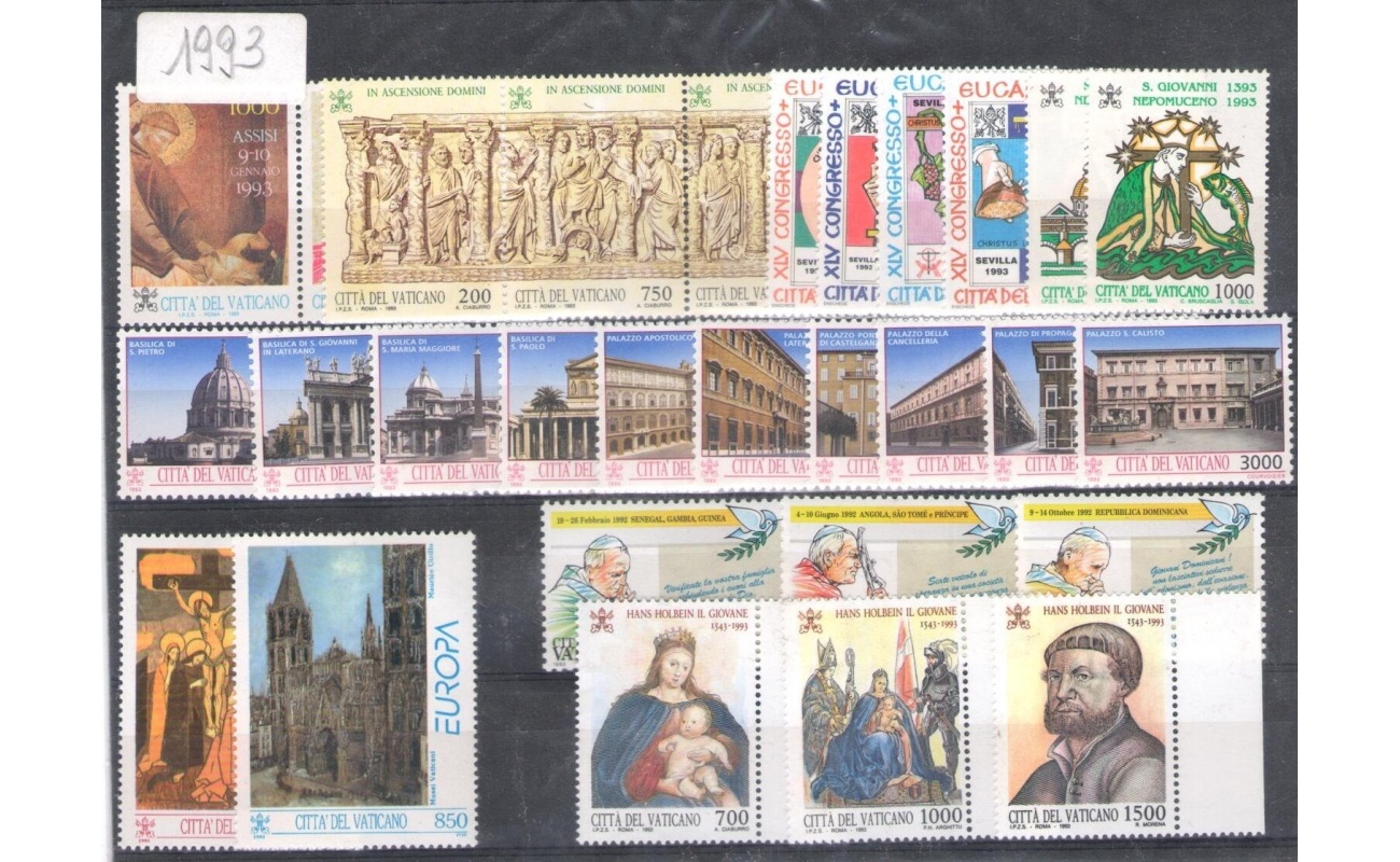 1993 Vaticano , Annata completa , francobolli nuovi ,  28 valori + 1 Libretto - MNH**