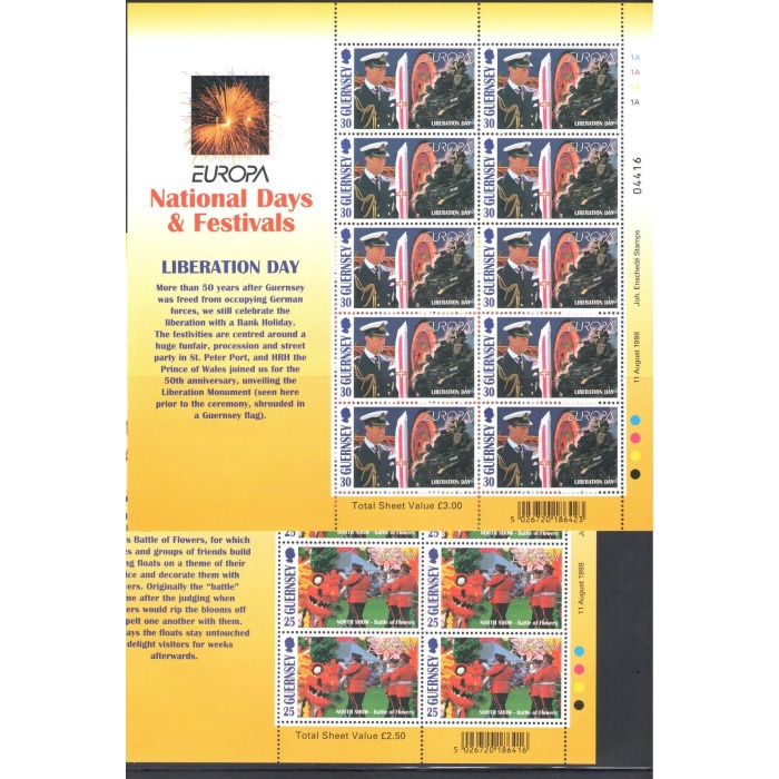 1998 EUROPA CEPT Guernsey 2 Minifogli da 10 valori MNH**