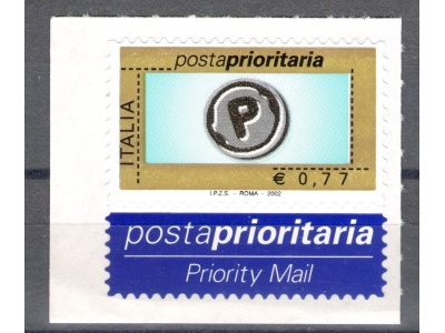 2002 Repubblica Posta Prioritaria 0.77 cent celeste nero grigio n° 2634 MNH**